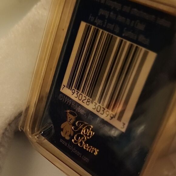 Gray and White Plush Bear with Blue Ribbon - Picture 11 of 11